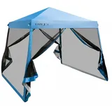 Costway Faltpavillon 3 x 3 m inkl. 4 Seitenteile Blau/Grau/Weiß