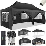 COBIZI Pavillon 3x6 Faltpavillon Wasserdicht Stabil mit 6 Seitenteilen Kegelförmig Partyzelt 3 Höhenverstellbar UV-Schutz Tragetasche Zelthering, Seile für Garten, Hochzeiten, Markt, Freien Event