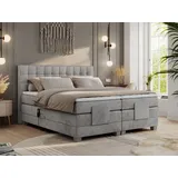 Boxspringbett mit Motor, elektrisch - Elektro - 200x200cm - Hellgrau - H3 - Hellgrau
