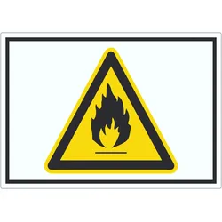 Vorsicht Feuergefährliche Stoffe Symbol Aufkleber A8 (52x74mm)