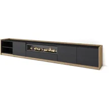 SKRAUT HOME Lowboard 310x50 cm Schwarz Eiche Holzwerkstoff