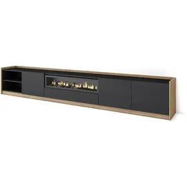 SKRAUT HOME Lowboard 310x50 cm Schwarz Eiche Holzwerkstoff