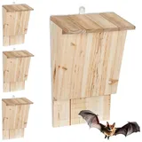 Relaxdays Fledermauskasten Holz 4er Set Hellbraun