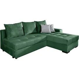 Collection AB Ecksofa Josy L-Form Cord 2-Sitzer Flaschengrün