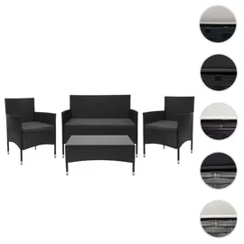 MCW Poly-Rattan Garnitur F55 4-tlg. Schwarz/Dunkelgrau