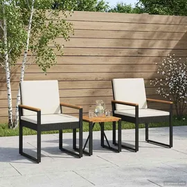vidaXL Gartenmöbel Set 3-tlg. Schwarz/Cremeweiß