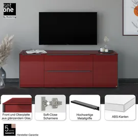 Set One by Musterring Reno TV-Lowboard 182 cm Rot/Bordeaux Glas