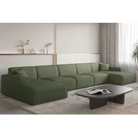 Fun Möbel Wohnlandschaft Sofa U-Form CELES PREMIUM XL in Stoff Scala Forest - Grün