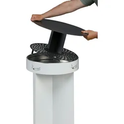 PROREGAL Robuster Ascher mit Schutzdach | HxBxT 75x44x44cm | Verzinkter Stahl | Weiß | Ascher Aschenbecher