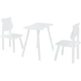 [en.casa] Kindersitzgruppe Panjang mit Teddybär-Design Weiß