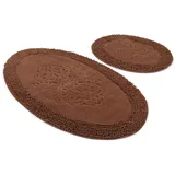 Badteppich Set 2-teilig Dunkelbraun oval