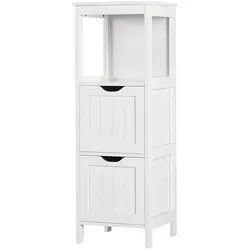 Yaheetech Badschrank, Badkommode, lackiertes Badregal weivü, Badezimmer Schrank mit abnehmbaren Schubladen, Nachtkommode, Eckkommode, 30x30x89cm LBH