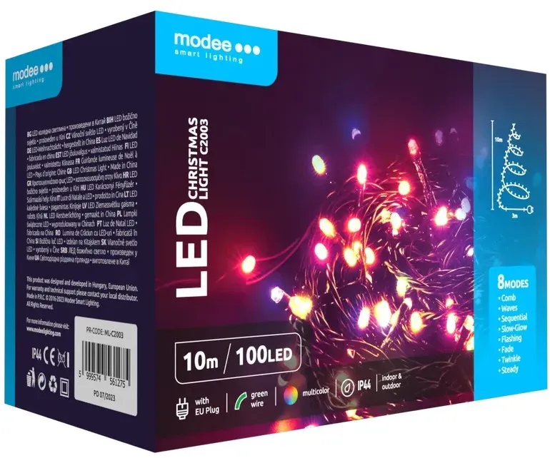 Modee LED-Weihnachtslichterkette – 10 m, RGB, 100 LEDs, für farbenfrohe Feststimmung im ganzen Zuhause