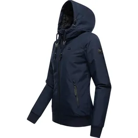 Ragwear Damen warme wasserdichte Winterjacke Outdoorjacke mit Kapuze Nuggie Melange Navy Gr. XL - XL