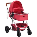 vidaXL 3-in-1-Kinderwagen Rot Aluminium