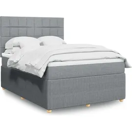 vidaXL Boxspringbett mit Matratze Hellgrau 140x200 cm Stoff