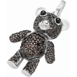 Ketten-Anhänger "Bär mit braunen und schwarzen Zirkonia, Silber 925", braun, GIORGIO MARTELLO MILANO, Schmuckanhänger, Damen, Onesize, Silber 925 (Sterlingsilber)