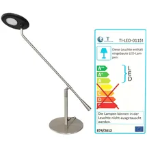Expo Börse LED Schreibtischlampe mit ovalem Lampenkopf Nickel-matt
