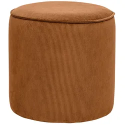 Runder Pouf aus geripptem Samt in verbrannter Erde D40 cm PAUL