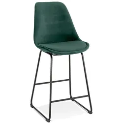 Barhocker Samt | 67 cm Sitzhöhe | Gepolstert Rückenlehne 120 kg | Grün | Küchenhocker | Kadima Design