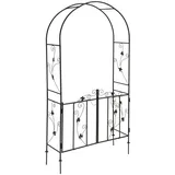 Rosenbogen mit Türe Toren Torbogen Gartentor Rankgitter Rankhilfe Pergola Metall 112x37x214 cm