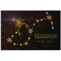 Artland Wandbild »Sternzeichen - Skorpion«, Bilder von Sternzeichen, (1 St.), als Leinwandbild, Poster in verschied. Größen Artland Farbe Bild(er): goldfarben