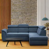 Ecksofa Madera L-Form Corner Sofa mit Schlaffunktion Bettkasten l-förmige Polsterecke mit Kopfstützen modernes Schlafsofa, Stoff: matana 12 - bla... - Blau