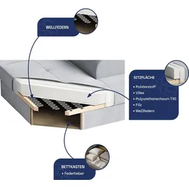 masseno Ecksofa ELMA R-S Gelb Velours-Stoff mit Schlaffunktion