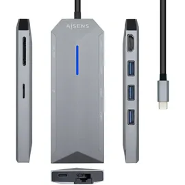 AISENS Docking USB-C 3.2 Multipuerto Gris