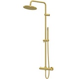 Steinberg Serie 340 Brauseset mit Thermostatarmatur, Regenbrause, Handbrause, Brushed Gold