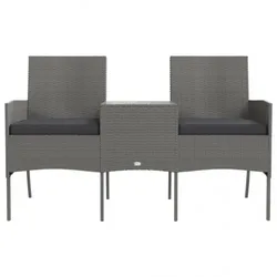 vidaXL 2-Sitzer-Gartensofa mit Teetisch Poly Rattan Anthrazit