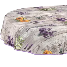 ANRO Wachstuchtischdecke Provence Oval 200 x 140 cm Grau