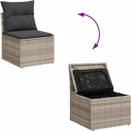 vidaXL Garten-Lounge-Set 6-tlg. hellgrau Polyrattan