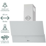 Dunstabzugshaube Kopffrei 60cm 1000m3/h Gurari GCH 268 WH 6 Prime