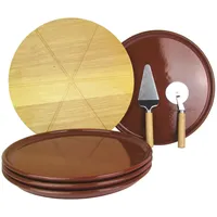 Arte Regal Pizzateller aus Ton 2, 4 oder 6 Teller zur Auswahl, inkl. einem Pizza-Schneideset