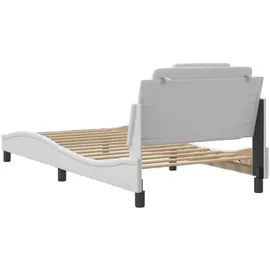 vidaXL Bettgestell mit LED ohne Matratze Weiß 100x200 cm Kunstleder
