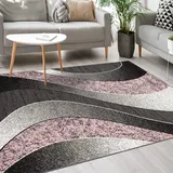 Mazovia Modern Teppich - Kurzflor - Teppich für Wohnzimmer, Schlafzimmer, Esszimmer - ÖKO-TEX Wohnzimmerteppich, Robust und pflegeleicht, Niedrige Florhöhe – Teppiche - grau rosa 160 x 220 cm