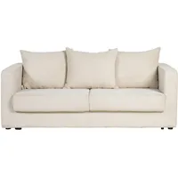 Schlafsofa 3-Sitzer mit beigem Cordstoff mit Matratze 13cm BACIO