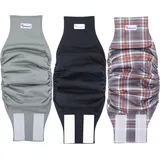 Petsweare Wasserdicht Saugfähigkeit Waschbare Robuste Wiederverwendbare Hundewindeln Inkontinenzunterlage für Männlichen Welpe und Hunde 3 Pack (Large, Grau)