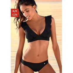 Triangel-Bikini JETTE Gr. 38, Cup C/D, schwarz Damen Bikini-Sets Triangel-Bikinis mit Volant
