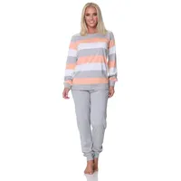 Normann Schlafanzug langarm Bündchen in apricot | Gr.: 36-38