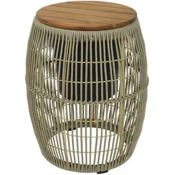 Garten Beistelltisch - integrierter Behälter - Kunststoffseil - H: 49cm - D: 40c...