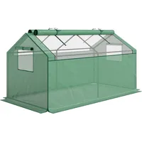 Outsunny Foliengewächshaus mit Fenster 180x92x92cm UV-Schutz Tomatenhaus Frühbeet für Garten Balkon grün   Aosom.de