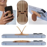 Bookchair Zipgrips Holzoptik | 2 in 1 Handy-Griff & Aufsteller | Sicherer Griff | Halter für Smartphones | Perfekte Selfies | Ideal für Videos