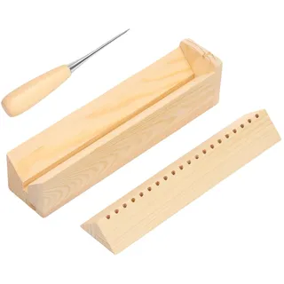 Buchbindevorrichtung,Holz-Buchbindevorrichtung mit Locher und Ahle Einsteiger, langlebiger Locher für Signaturlöcher,Buchbindezubehör,Locherwerkzeuge für DIY-Bastelarbeiten,Notizbücher,Planer(A)