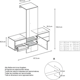 Vladon Wandgarderobe Carlton Anthrazit matt/Beton Oxid Optik