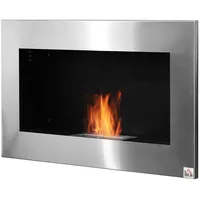 HOMCOM Ethanol-Kamin -Ethanol-Brenner 0,9 L 3 Stdn. Brenndauer kein Rauch Edelstahl 90 x 14 x 54 cm - Silber
