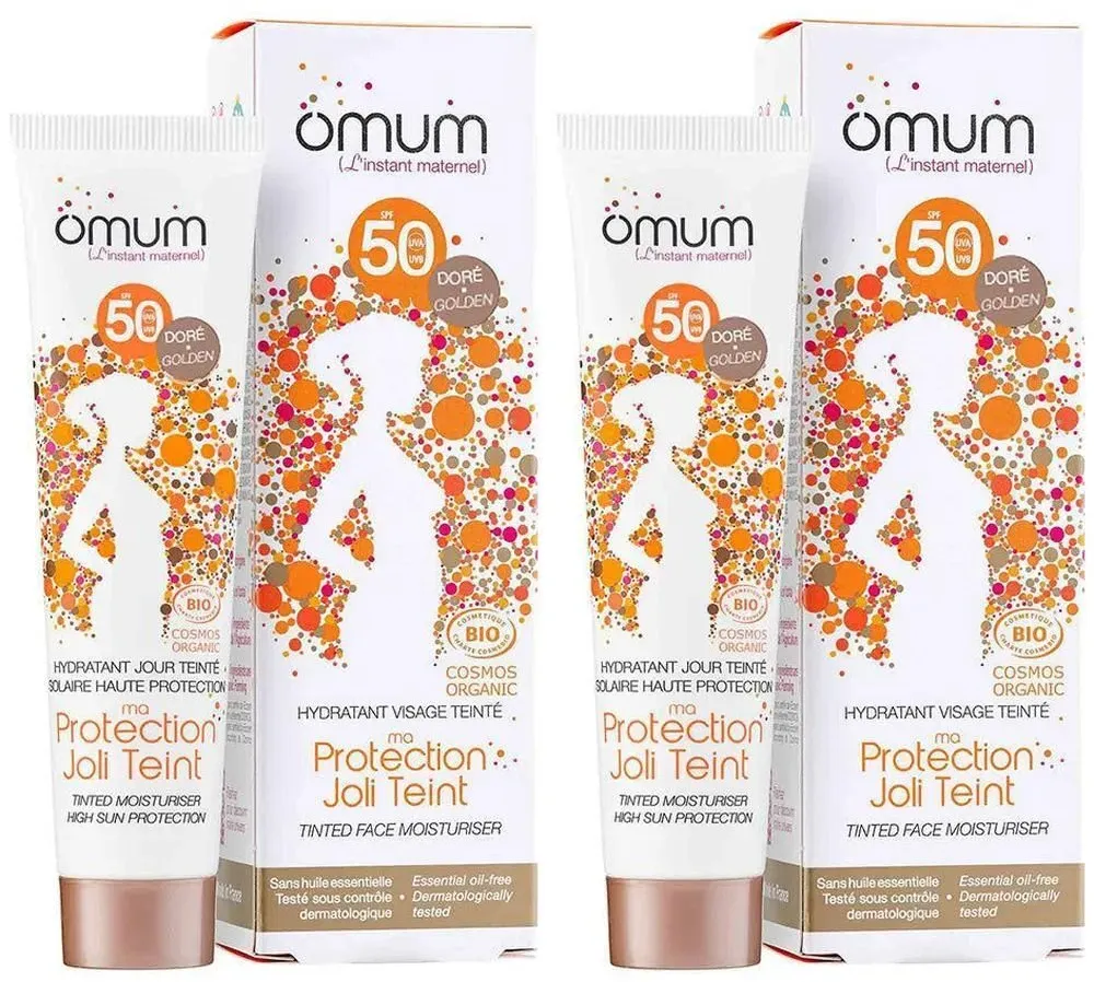 Omum Ma Protection Joli Teint Getinte Hydraterende Crème Dorée Spf50 Bio 2x40 ml Crème