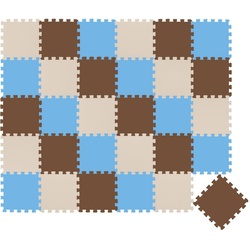 LittleTom Puzzlematte 27 Teile Baby Kinder Puzzlematte ab Null 30x30, beige braun hellblau bunt