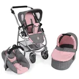 637 15 Kombi Emotion All In, 3-in-1 Puppenwagen, Melange grau-rosa, 67 x 43 x 77 cm